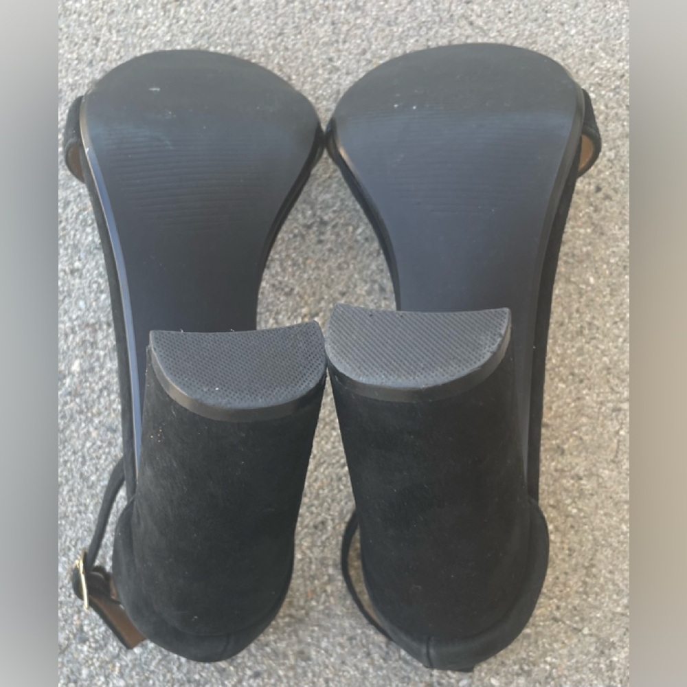 STEVE MADDEN CARRSON ANKLE STRAP BLACK HEELED SANDALS SIZE 7 UPPER LEATHER - Picture 5 of 8